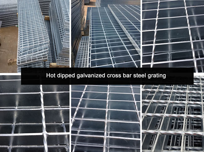 Hot dipped galvanized cross bar steel grating